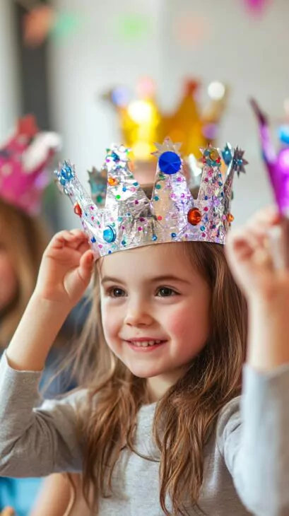 Glitzernde Kronen aus Alufolie für Fasching basteln