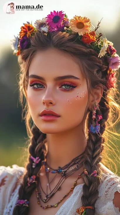 Hippie Frisuren und Make-up für Kostüme