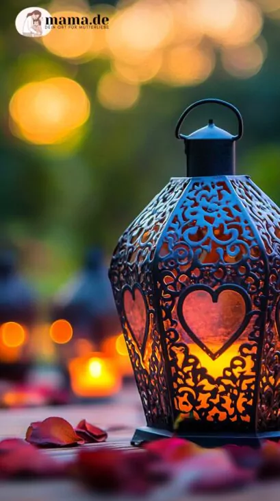 Romantische Laternen mit Kerzen für Valentinstag
