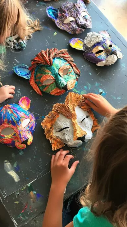 Tiermasken aus Pappmaché für Fasching basteln